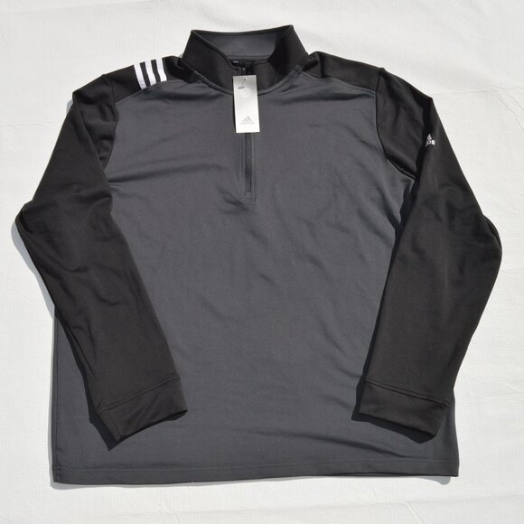 Adidas 3-Stripes Core 1/4 Zip Men's Sweatshirt - Carbon/Black Size XL (New) - Picture 2 of 11